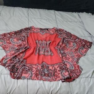 INC International Concepts Coral Paisley Blouse